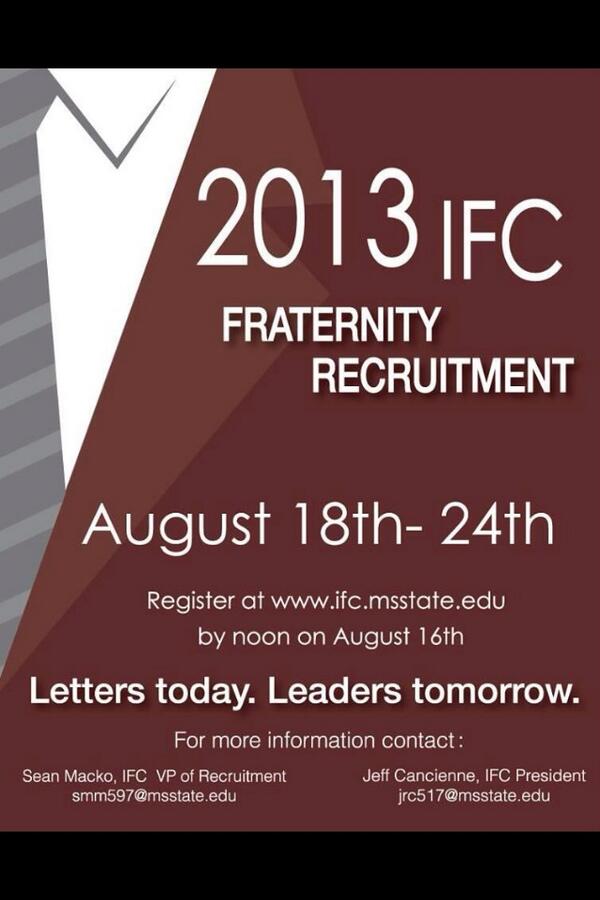 During college, I've enjoyed my Greek Life experience and encourage you to check out what IFC recruitment offers