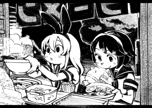 お絵かき:艦これ 深雪、島風2 