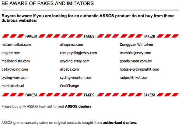 Assos_ZA's tweet photo. Get value for what you buy. Be aware of fakes and imitators of Assos Products. See Assos ... http://t.co/jNegX6YNOj http://t.co/1D2v6sIkrQ