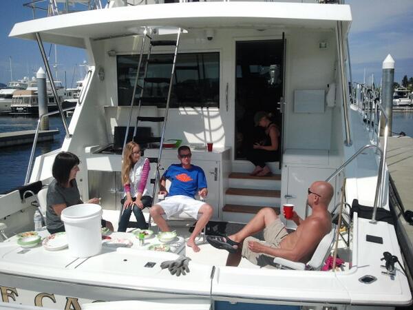 Jockeyshorts's tweet photo. Eating crab on Capt. Cody's boat in the San Juans http://t.co/uTiJnzFx4y