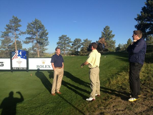 <a href="/coloradogc/">Colorado Golf Club</a> head pro Graham Cliff doing hole descriptions for <a href="/skysportsgolf/">Sky Sports Golf</a> w @jameshaddockssn #solheimtime