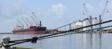 PortofGulfport's tweet photo. #DuPont's ship docked and unloading ilmenite ore that's headed to DeLisle mfg facility. @DuPont_News http://t.co/4HP2ZQphtf