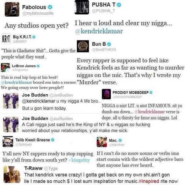 almendra (@ayyalmendra) on Twitter photo Props to <a href="/kendricklamar/">Kendrick Lamar</a> for getting the engines' running in hip hop. I'm stoked to see what comes out of this.👌 Props to <a href="/kendricklamar/">Kendrick Lamar</a> for getting the engines' running in hip hop. I'm stoked to see what comes out of this.👌
