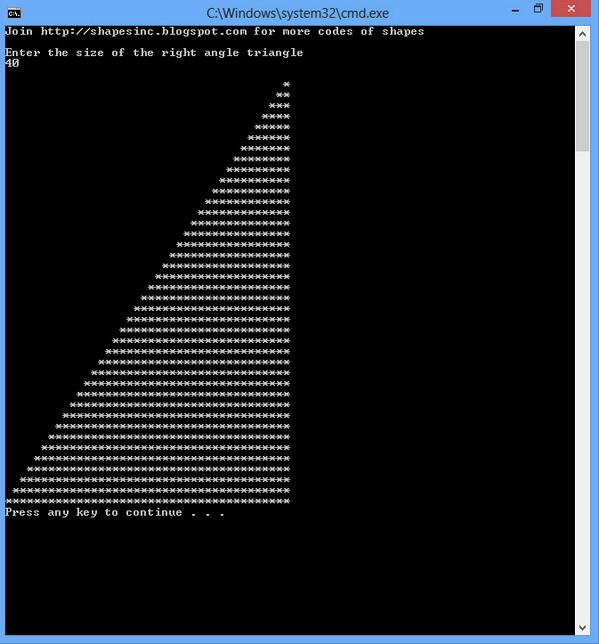 cprogramming001's tweet image. For the code of this right angled triangle visit: shapesinc.blogspot.com/2013/08/right-…

#Programming