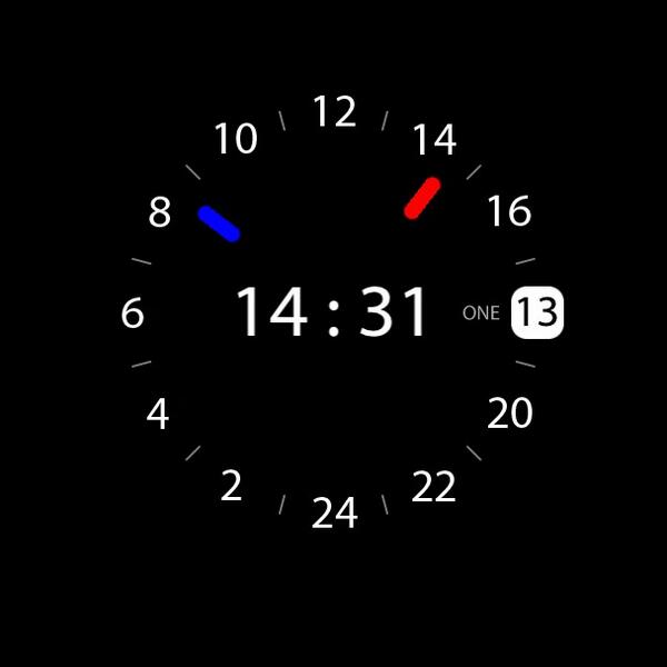 oneclock24's tweet image. 2 time zones with 2 hour hands.

Date display on the dial.

Lockscreen function.