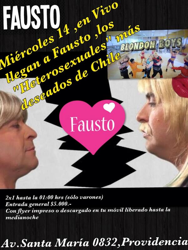 FAUSTO_DISCOTK's tweet photo. Recuerda este Miércoles imperdible en @FAUSTO_DISCOTK Blondon Boys ,en vivo junto @MaureenJunott te esperamos http://t.co/7h1q2BD4zZ