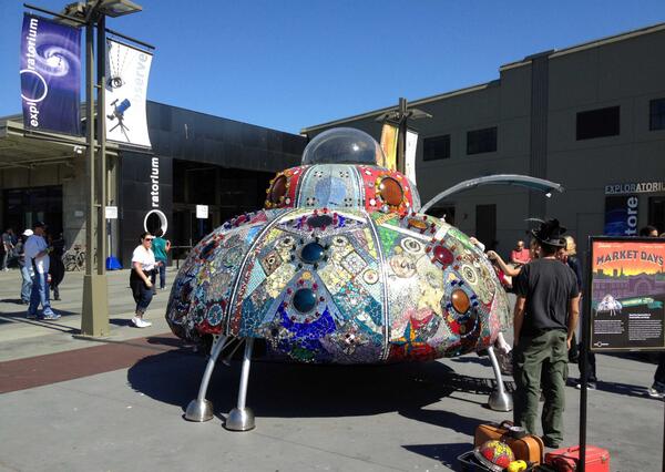 exploratorium's tweet image. Check out the spaceship that just landed outside! Part of Trashformation Sat 8/17, 11am-3pm: ow.ly/nU4Ai