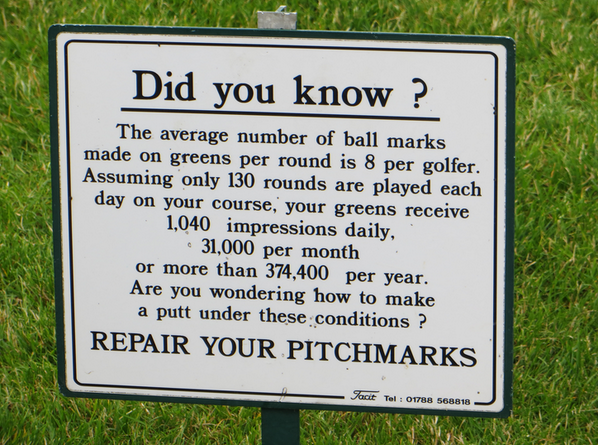 golfshake's tweet photo. Today is #NationalRepairYourPitchMarkDay Golfers, Golf Clubs and Greenkeepers please RT http://t.co/3TTtq9T1V2