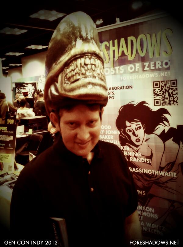 Foreshadows's tweet image. Dude...don't look now, but there's a #Xenomorph cranium perched upon your own! As seen in 2012 at #GenCon1749