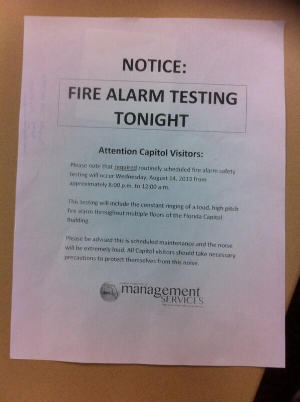 Yve Esq On Twitter Quot Dreamdefenders Department Of Management Services Just Posted This Alarm Testing Notice Template