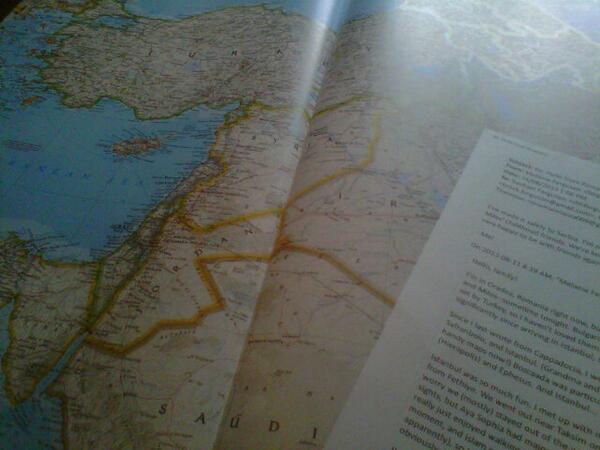@lonelyplanet @travelchannel  Following my sisters #backpacking trip with a big old #atlas! #travel #emailupdates