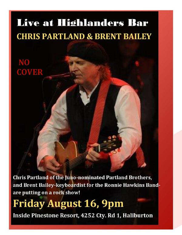 FREE rock show with Chris of <a href="/ThePartlandBros/">Chris & GP Partland</a> and Brent Bailey Friday! Come early to claim your table (or barstool).