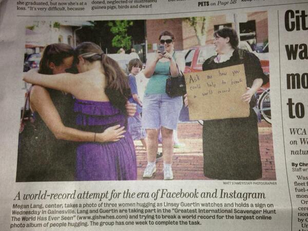 AlarmClockMeg's tweet image. Made the front page of the local section of our newspaper! All for #GISHWHES #mishacollins