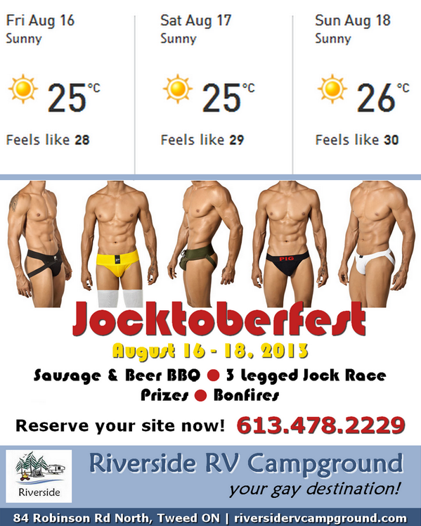 campriverside's tweet photo. The weather is perfect for Jocktoberfest! Aug 16-18, 2013 http://t.co/dxnFSlGWYi 
#gay camping #gay campground #gay http://t.co/kPSwq96yUc
