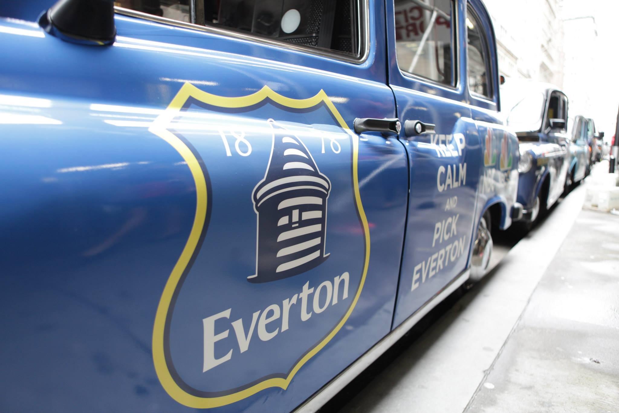 Cabs emblazoned with the club crests of Tottenham, Arsenal, Everton and