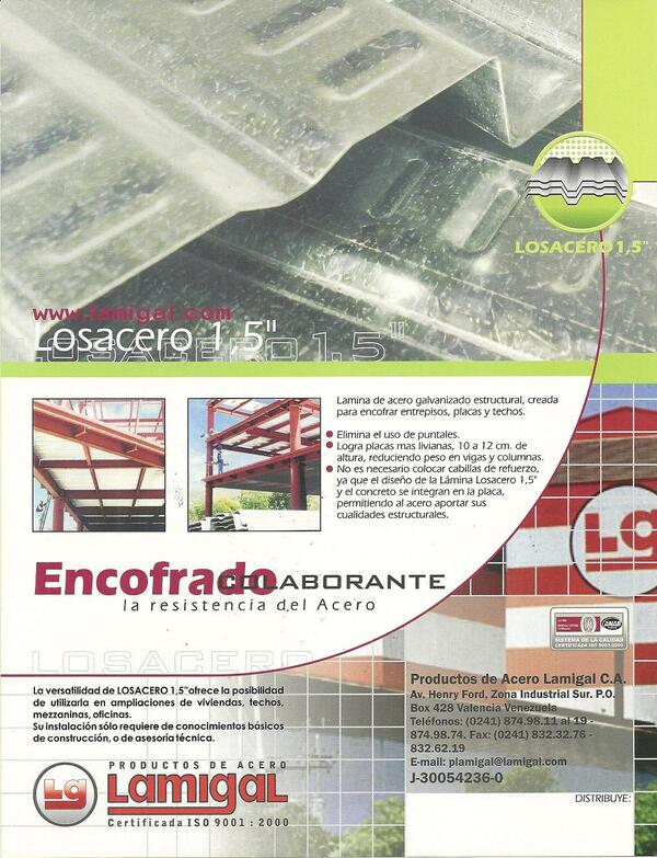 #Losacero 1.5" Lámina de acero galvanizado estructural creada para encofrar entrepisos, placas y techos