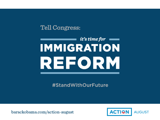 BarackObama's tweet photo. It's time for Congress to #StandWithOurFuture and pass immigration reform. http://t.co/nJ5KBAWACA