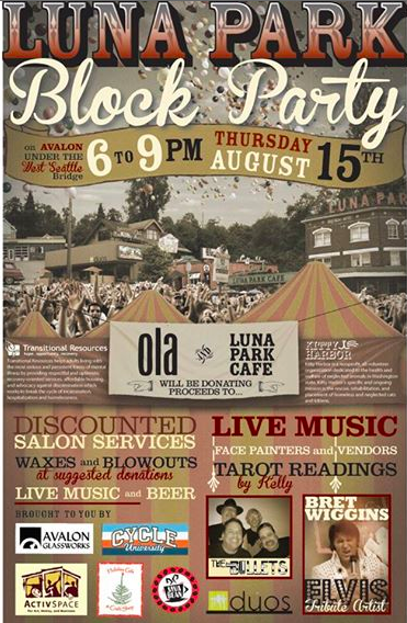 Come on by and say hello tonight at the Luna Park Block Party 6-9pm in West Seattle!