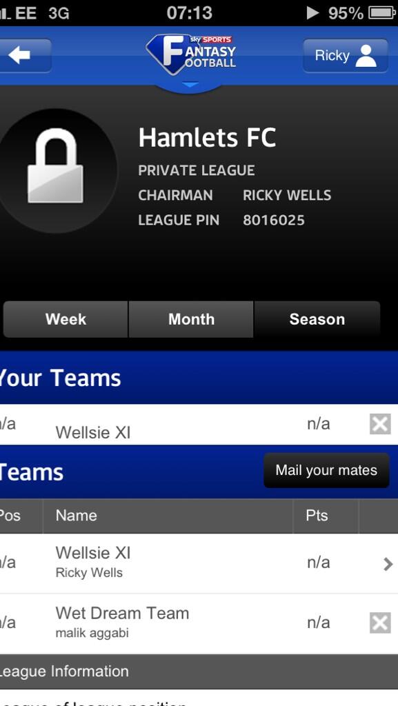 RWells2011's tweet photo. Join our fantasy football, ahead of the new season @Tomclancy11 @GeorgeOakley @harry_whitmore @FCHamlets @BLAQXX http://t.co/MF6opCwHrh