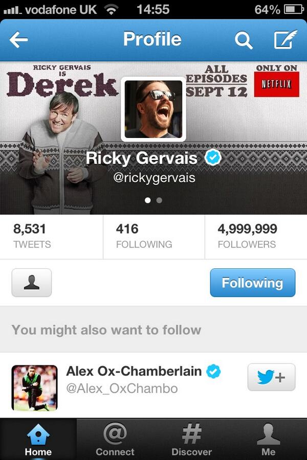 anthony edwards (@tony2slices) on Twitter photo That awesome moment when you realise you can really start to have fun #5millionfollowers <a href="/rickygervais/">Ricky Gervais</a> That awesome moment when you realise you can really start to have fun #5millionfollowers <a href="/rickygervais/">Ricky Gervais</a>