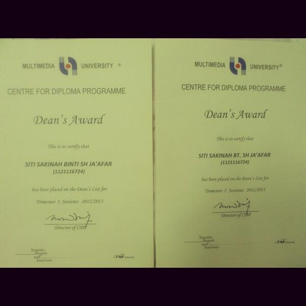 SepotBunny's tweet photo. Dean's list for 2 semester. First academic award ever. Thanks a lot . Alhamdulillah http://t.co/pBhsKc52Fq