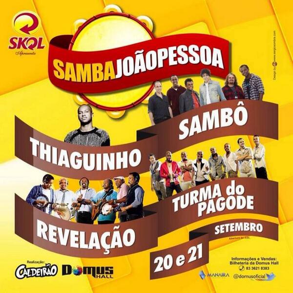 EllenBrunna's tweet photo. Dia 20 e 21 de SET tem @SambaJoaoPessoa na @DomusOficial !! http://t.co/p5dsBpqvAh
