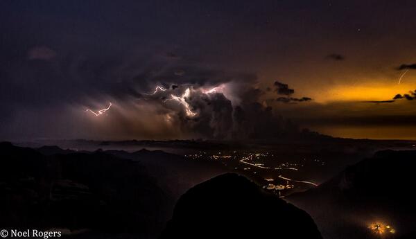 Huge Lightning Storm over the Rocky Mountains. Taken from Middle Sister Summit in Canmore, Alberta