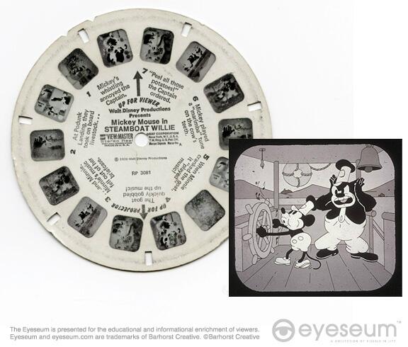 AllThatRetro's tweet image. Disney Set: Steamboat Willie Viewmaster Slide Reissue. 1970’s. #retro #Disney #MickeyMouse #viewmaster