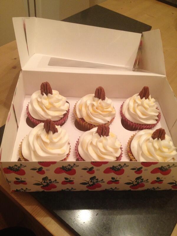 Maple and pecan cupcakes. Only 1 box left. £4. Collection from redditch