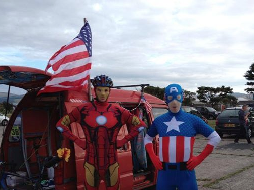 manxroadclub's tweet photo. Captain America and Ironman about to do battle in tonight's @SASEventsIOM  Bikestyle Handicap RR. http://t.co/RluCP6ld21