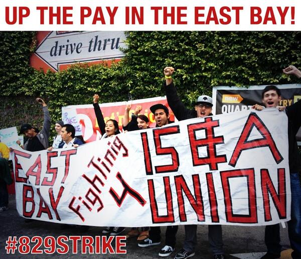 829strikeoak's tweet photo. Support striking fast food workers in the East Bay! #829strike rally TODAY, 4PM, 8400 Enterprise Way, Oakland http://t.co/dIlFUGQn4v