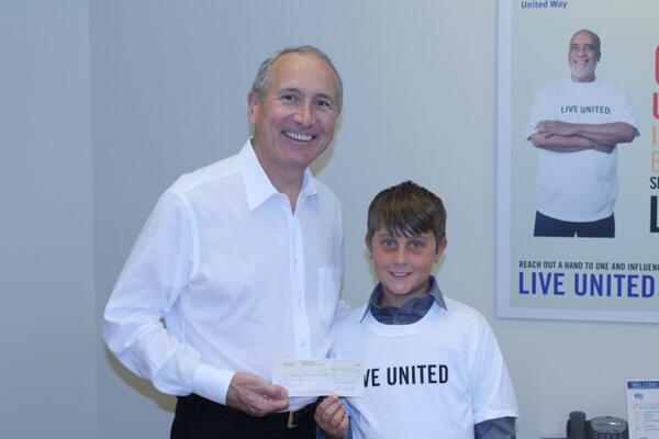 Joey Valenta donated his birthday money, in lieu of presents, to help UW do more in the community! Yea Joey!