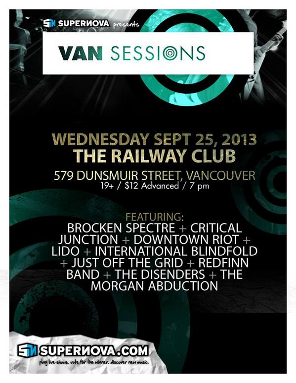 SupernovaVAN's tweet photo. Van Sessions 6!  See you all at the Railway Club on September 25th.  #vancouver #music http://t.co/yLUF11RtTT