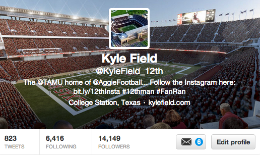 KyleField_12th's tweet photo. Let's get EVERY Aggie Football fan to follow the best stadium in the #SEC ..RT this tweet and help spread the word http://t.co/hCNhCAA3WX