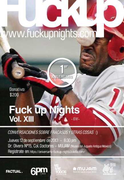 vanessaxmelons's tweet photo. Llegó el 1er Aniversario de FUN @fuckupnights @wearetodos @TimeOutMexico http://t.co/NvrA4r8sin