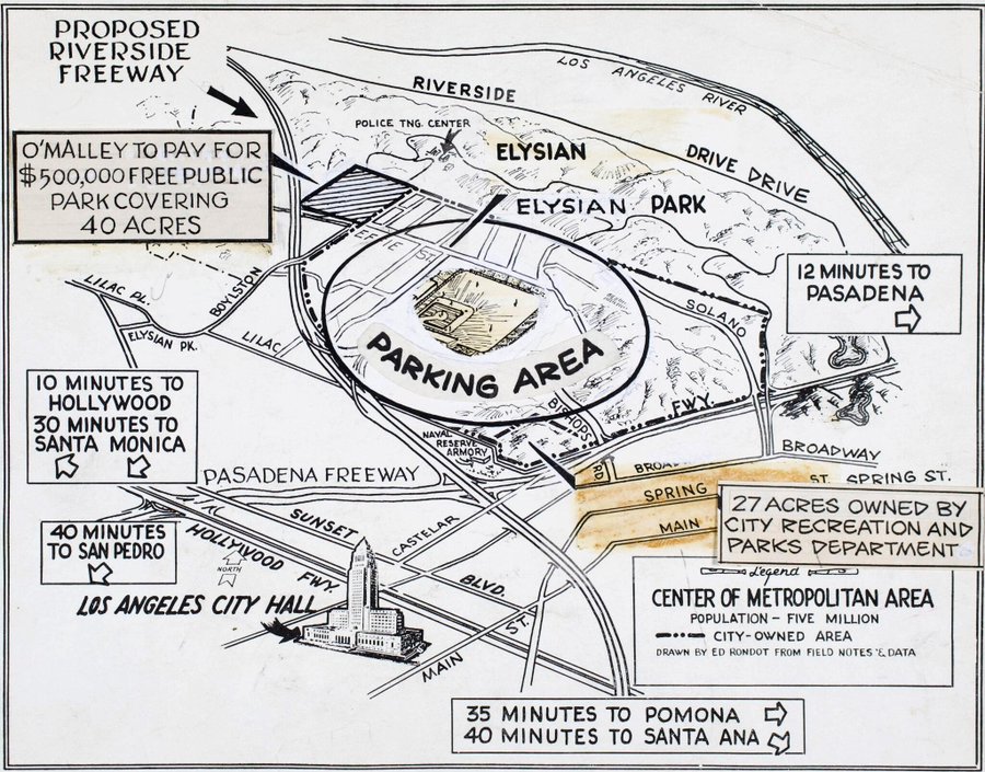 Dodgers Parking Lot Map Dodger Stadium Map From 1957 Proposal - True Blue La