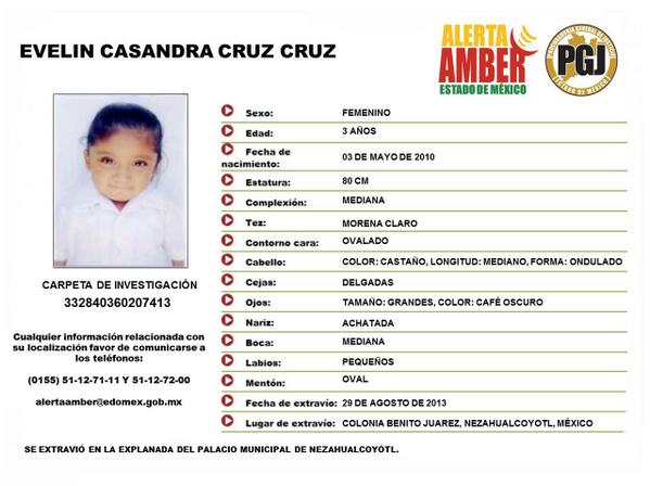 Difunde por favor  #AlertaAmber  Evelin Casandra Cruz Cruz  desaparecida #Edomex