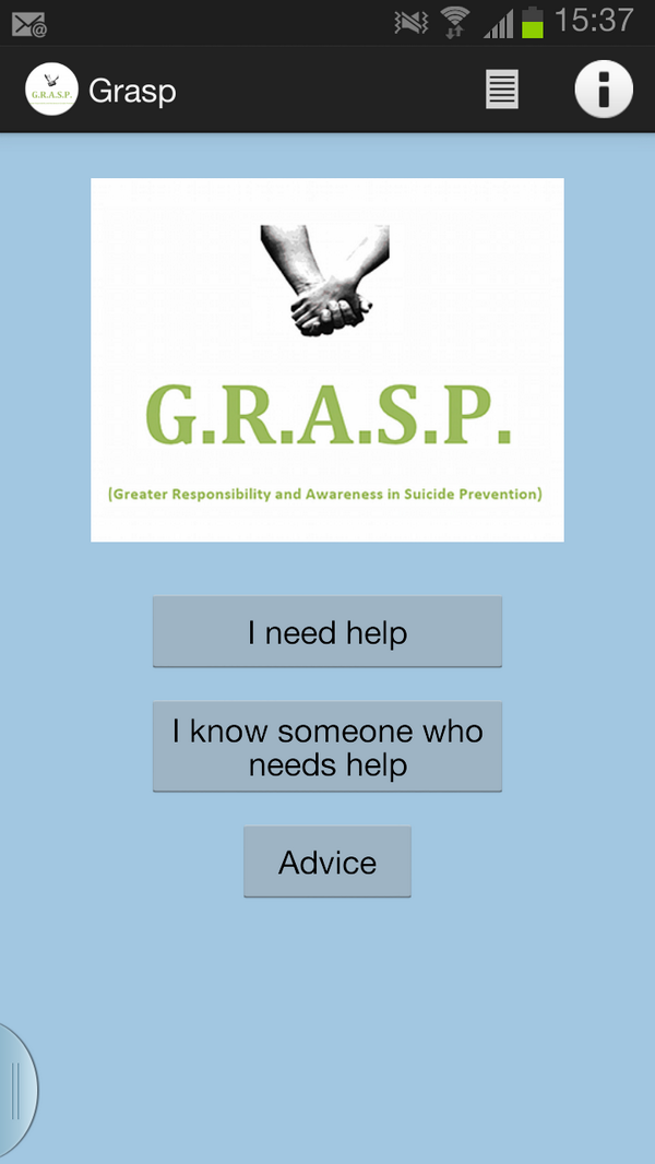 Please RT #GraspLife app on both iTunes and Android. #SuicidePreventionApp "