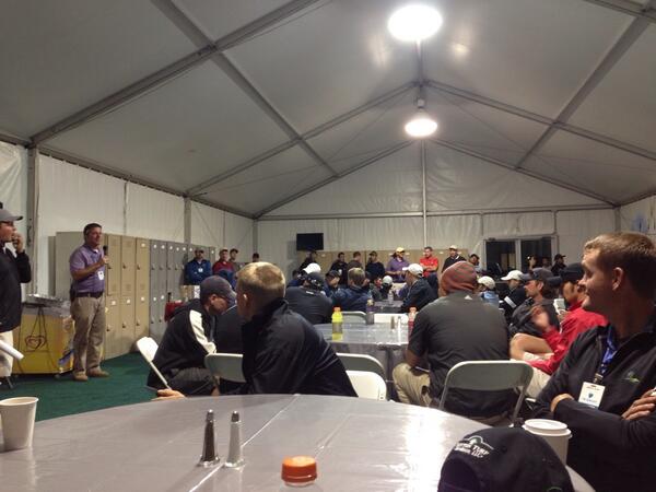 Good morning from the volunteer tent at The Barclays on the beautiful Monday morning.