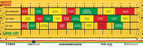 Roepaen's tweet photo. Het blokkenschema voor het @RoepaenReggae festival a.s. zaterdag is af! http://t.co/CKpEiSqMiK