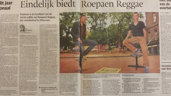 Roepaen's tweet photo. Mooi artikel over @RoepaenReggae in De Gelderlander! http://t.co/c8M3aMOhSM