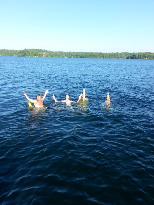 CBCScottRussell's tweet photo. Today's Polar Point "Sometimes it is nice to swim with disciples" #TheBear  @KilcooCamp  @cottagelife  @CBCOlympics http://t.co/zQqaOyvCP3