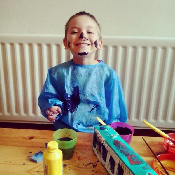 HatfieldEmma's tweet photo. Henry likes to paint http://t.co/v4yA8Y9hJW