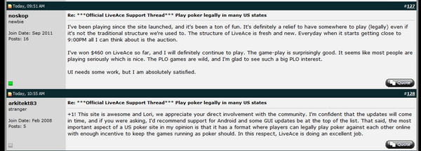 LiveAcePoker's tweet image. We love these player comments from our TwoPlusTwo Sponsored Thread! #LiveAce #Poker #SatisfiedCustomers