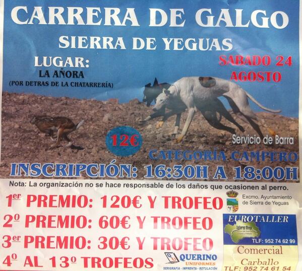 FENCAZA's tweet photo. Se mueve la afición galguera en Sierra de Yeguas @blogalgos @galgosduran133 @galgoscampeon @FEG_OFFICIAL @paberger http://t.co/TOCejRA4GB