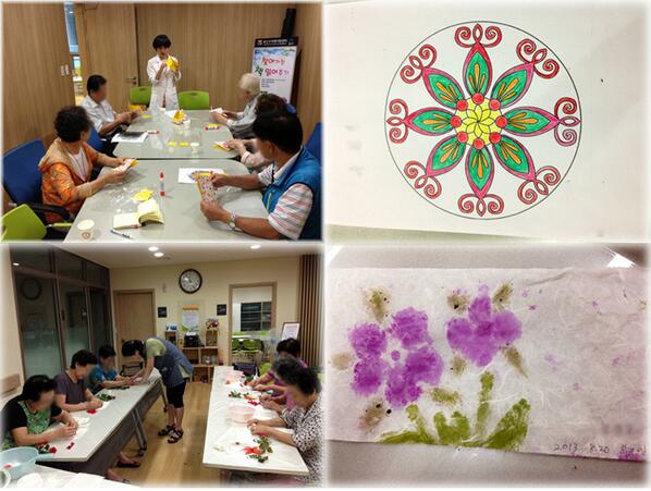 yongsandc's tweet photo. 이번주부터 인지프로그램인 작업치료, 원예치료가 새롭게 시작되었습니다. 예쁜 사탕바구니와 다음주면 수채화로 바뀔 만다라, 그리고 장미꽃잎 물들이기로 즐거운 시간이었습니다♥ http://t.co/ozJl4eRUey