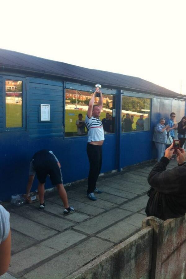 Liam, captain of Great Harwood, holding aloft the Tesco Clitheroe Football Community Cup <a href="/kcumisky/">KC Ellis</a> <a href="/debselle/">debbie blair</a>