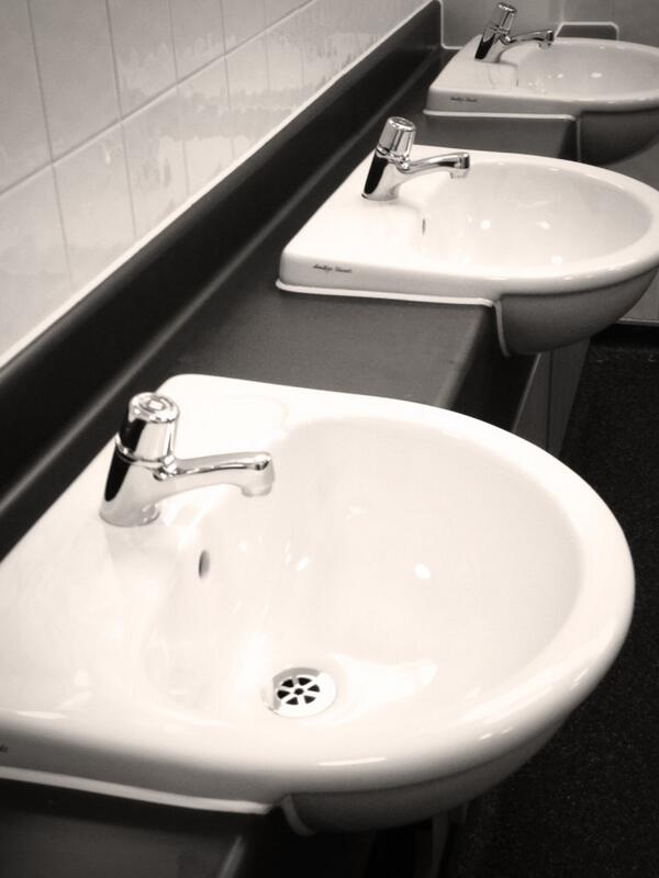 Silicone seal around school toilet sinks just finished #masticman