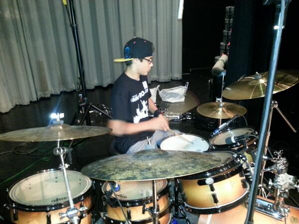 CampRocStar's tweet photo. Michael on drums. http://t.co/cULtO4NRXl