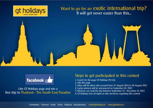 Unbeleivable chance! But 100% true.. Like GT Holidays page at fb and go thailand